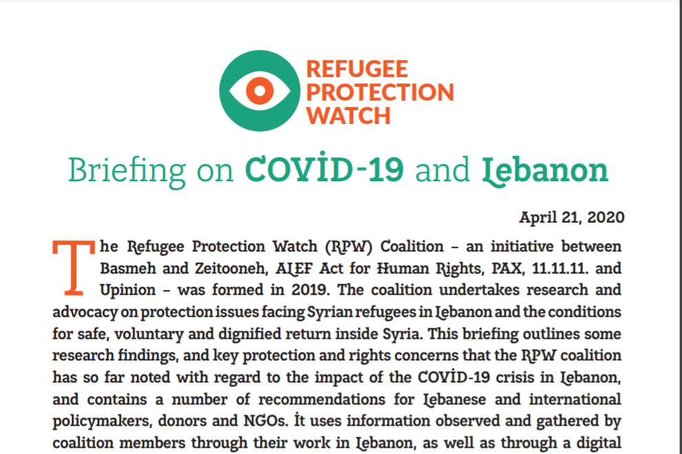 Brief on the Double Impact of the Economic and COVID-19 Crisis in Lebanon.